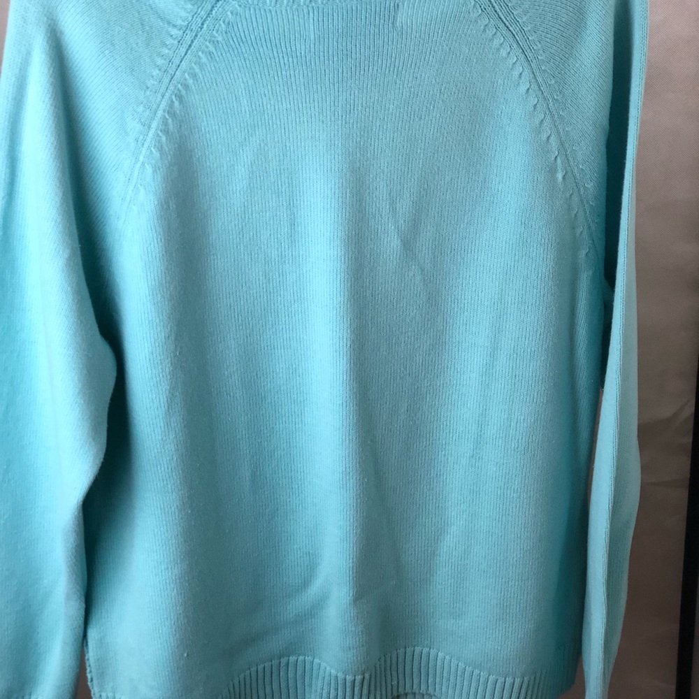 Ladies turquoise sweater.  Sweater brand is Karen Scott and the size is XL. - Picture 3 of 7